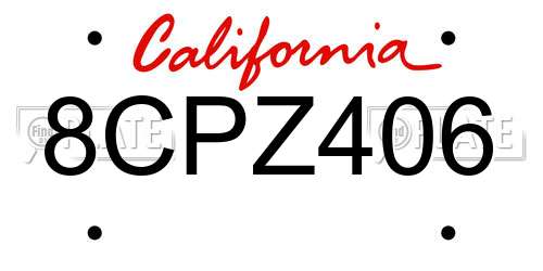8CPZ406 California License Plate