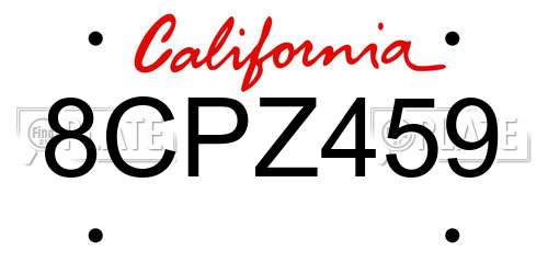 8CPZ459 California License Plate