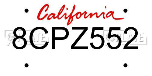 8CPZ552 California License Plate
