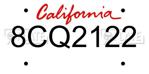 8CQ2122 California License Plate