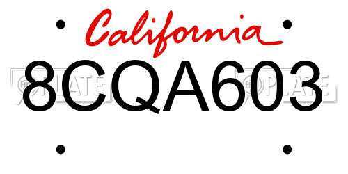 8CQA603 California License Plate