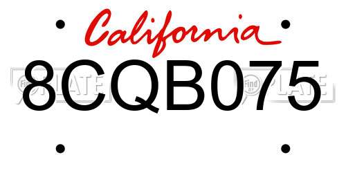 8CQB075 California License Plate