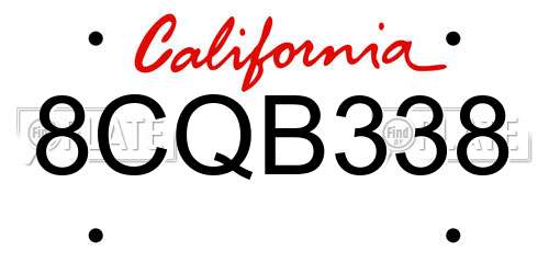 8CQB338 California License Plate