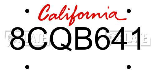 8CQB641 California License Plate