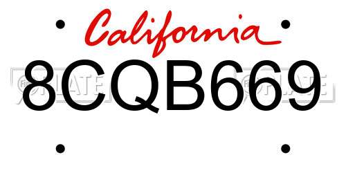 8CQB669 California License Plate