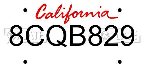 8CQB829 California License Plate