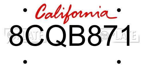 8CQB871 California License Plate
