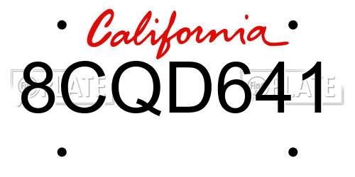 8CQD641 California License Plate
