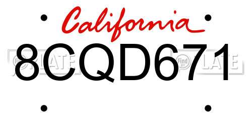 8CQD671 California License Plate
