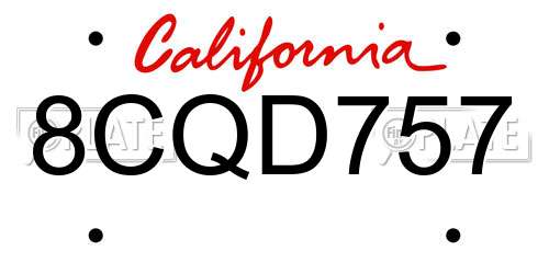 8CQD757 California License Plate