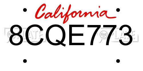 8CQE773 California License Plate