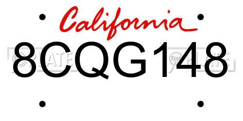 8CQG148 California License Plate