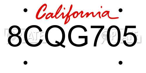 8CQG705 California License Plate