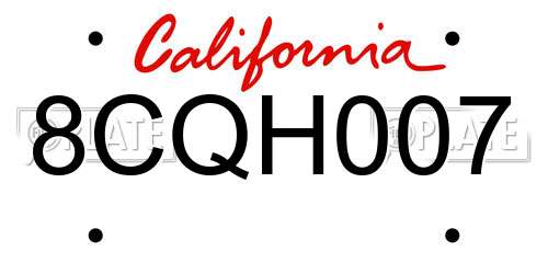 8CQH007 California License Plate