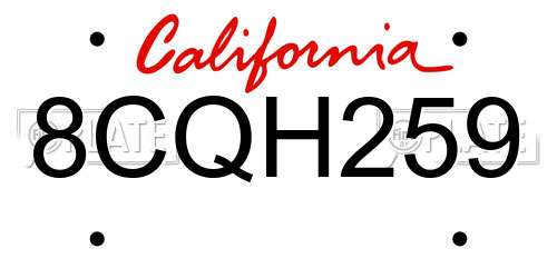 8CQH259 California License Plate