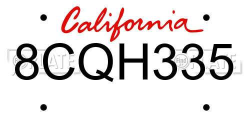 8CQH335 California License Plate