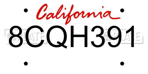 8CQH391 California License Plate