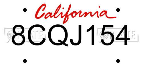 8CQJ154 California License Plate