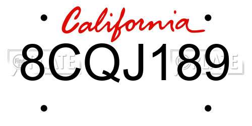 8CQJ189 California License Plate