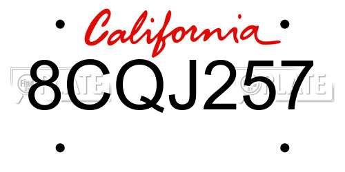 8CQJ257 California License Plate