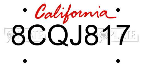 8CQJ817 California License Plate