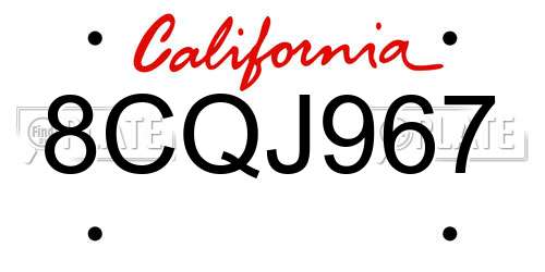 8CQJ967 California License Plate