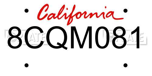 8CQM081 California License Plate