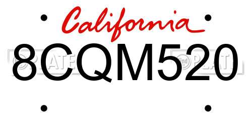 8CQM520 California License Plate
