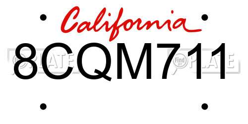 8CQM711 California License Plate