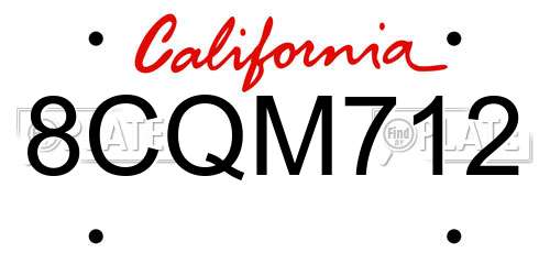 8CQM712 California License Plate