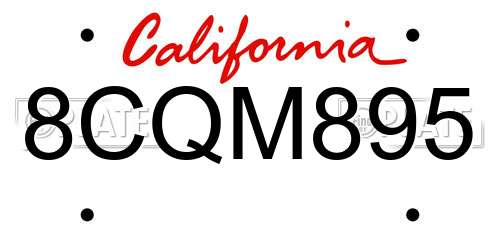 8CQM895 California License Plate