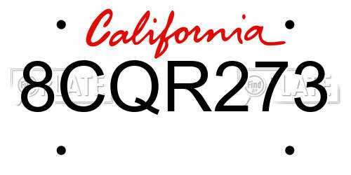 8CQR273 California License Plate