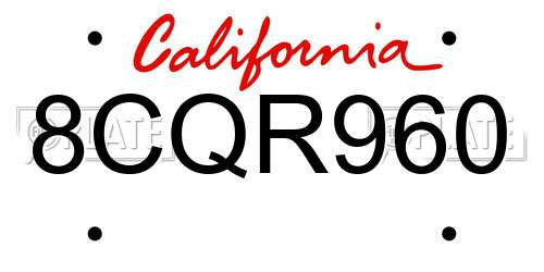 8CQR960 California License Plate