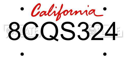 8CQS324 California License Plate