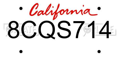 8CQS714 California License Plate