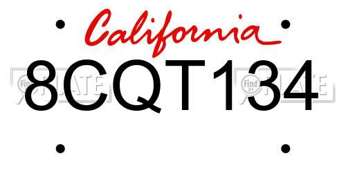8CQT134 California License Plate