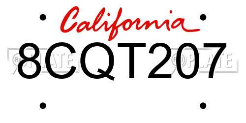 8CQT207 California License Plate