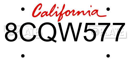8CQW577 California License Plate