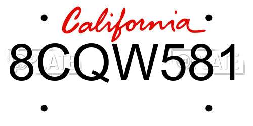 8CQW581 California License Plate