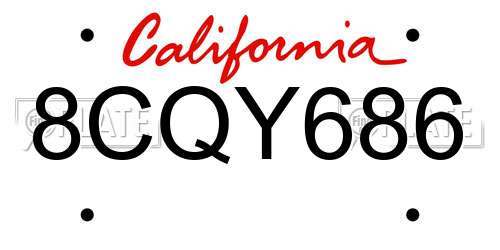 8CQY686 California License Plate