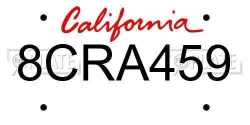 8CRA459 California License Plate