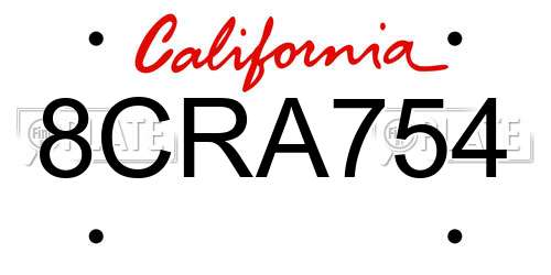 8CRA754 California License Plate