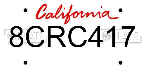 8CRC417 California License Plate
