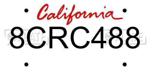 8CRC488 California License Plate