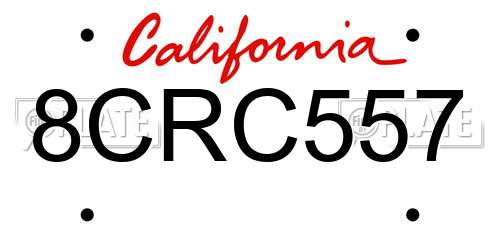 8CRC557 California License Plate