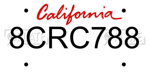 8CRC788 California License Plate