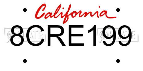 8CRE199 California License Plate