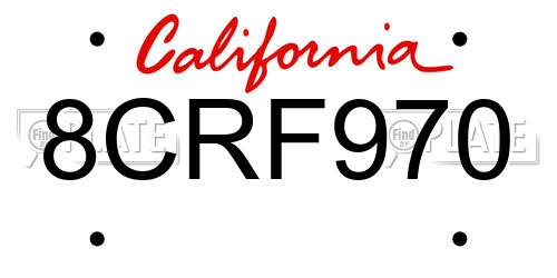 8CRF970 California License Plate