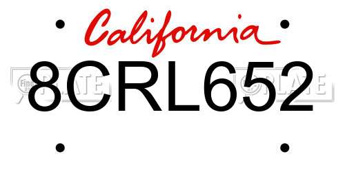 8CRL652 California License Plate