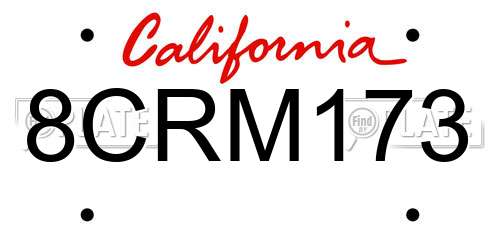 8CRM173 California License Plate
